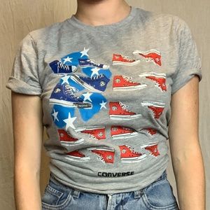 CONVERSE  American Flag Gray UnisexT-shirt
